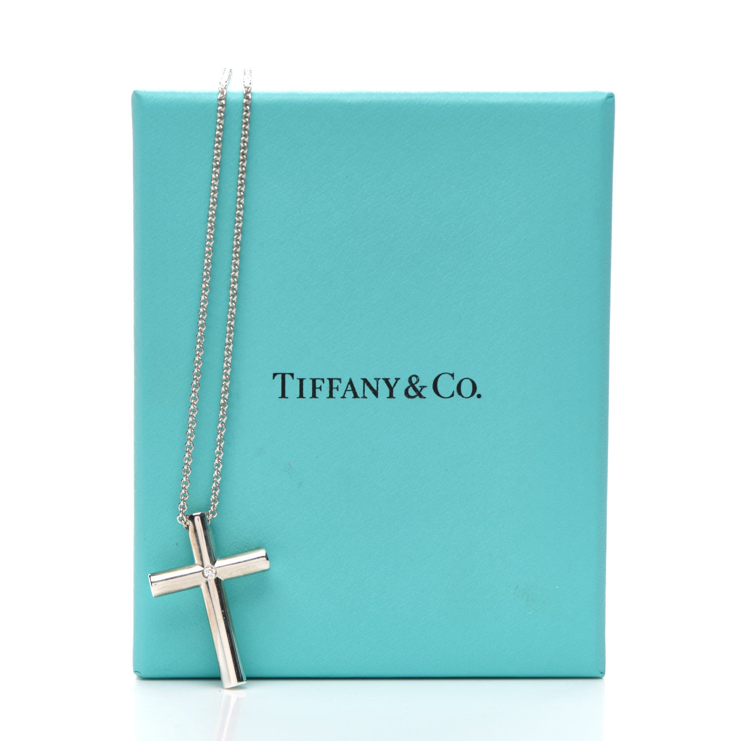 Tiffany Sterling Silver Diamond Cross Pendant Necklace 6 of 6