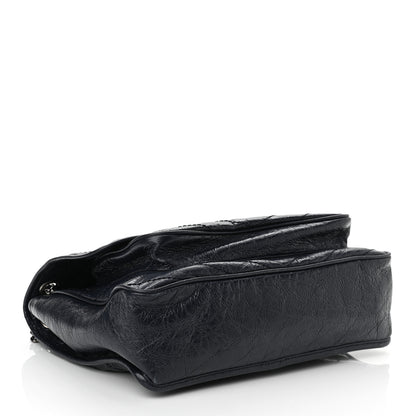 Saint Laurent Crinkled Calfskin Matelasse Monogram Large Niki Chain Satchel Deep Marine 3 of 8