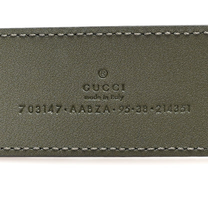 Gucci Piuma Calfskin Jumbo GG Embossed Monogram Blondie 40mm Belt 95 38 Dark Vintage Olive 3 of 4