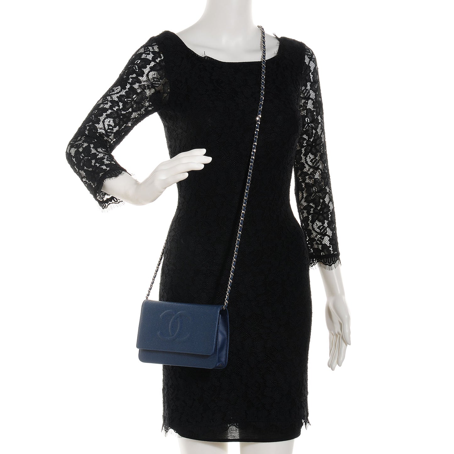 Caviar Timeless CC Wallet on Chain WOC Navy Blue