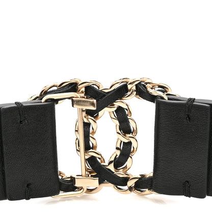 Chanel Lambskin Logo Belt 75 30 Black Gold 5 of 5