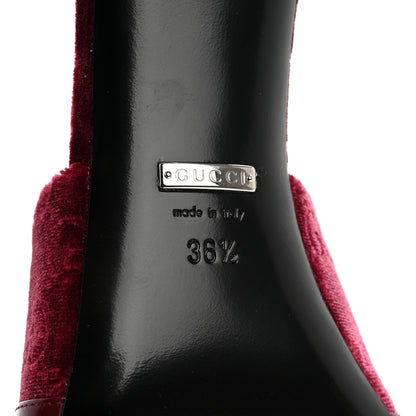 Gucci New Velvet Ashmir Regent Calfskin GG Monogram Square Toe Bow 45mm Slide Sandals 36.5 Red Grape 8 of 9