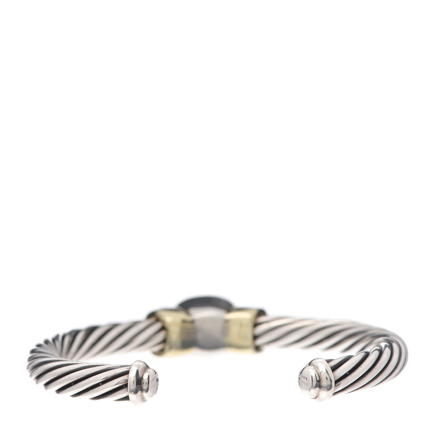 Sterling Silver 14K Yellow Gold Lemon Citrine Iolite Noblesse Cable Bracelet