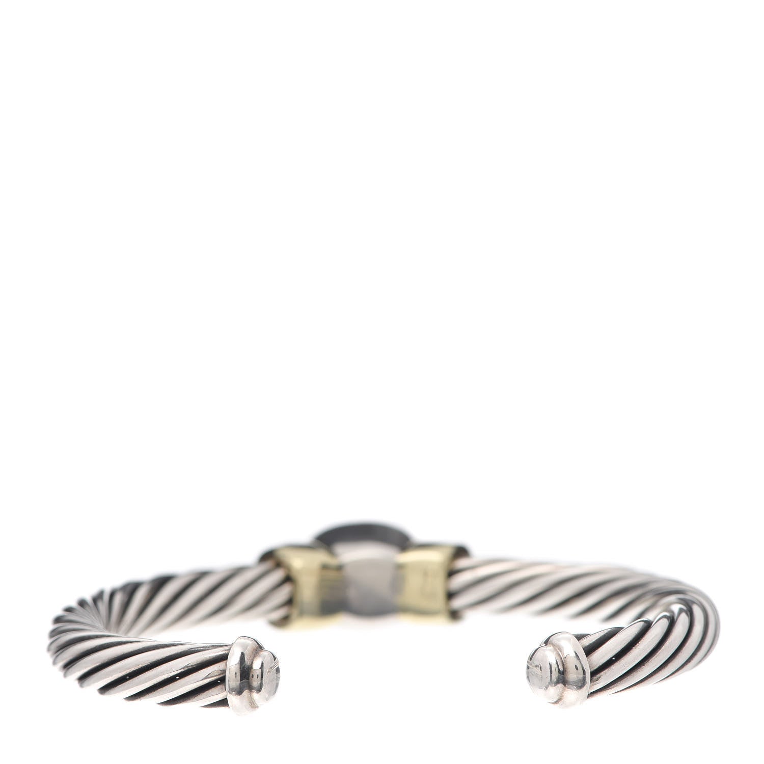 David Yurman Sterling Silver 14K Yellow Gold Lemon Citrine Iolite Noblesse Cable Bracelet 3 of 5
