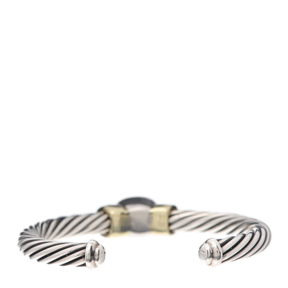 David Yurman Sterling Silver 14K Yellow Gold Lemon Citrine Iolite Noblesse Cable Bracelet 3 of 5