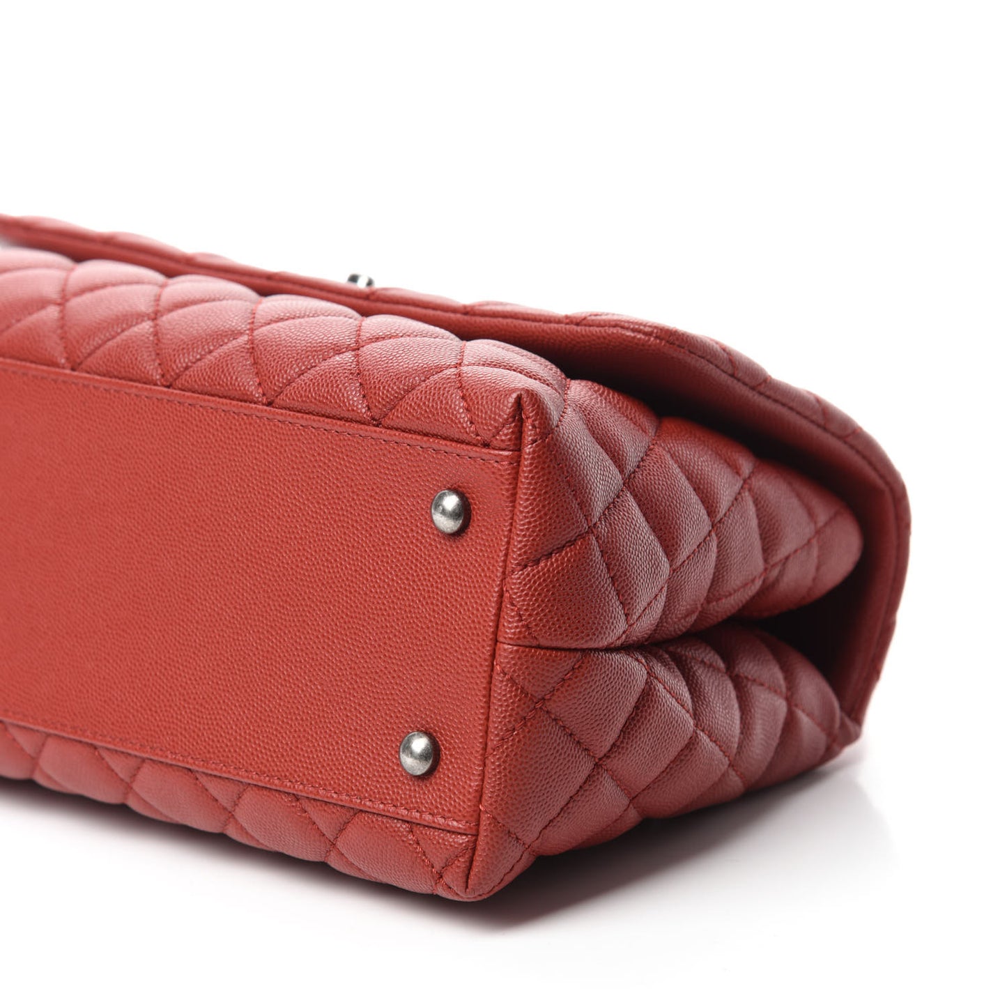 Caviar Quilted Small Coco Handle Flap Dark Red