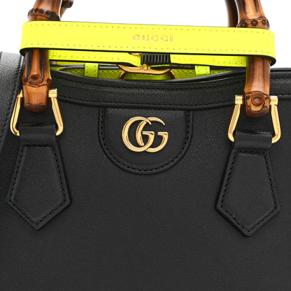 Gucci Wonka Grain Calfskin Mini Diana Tote Bag Black Yellow Fluo 9 of 11