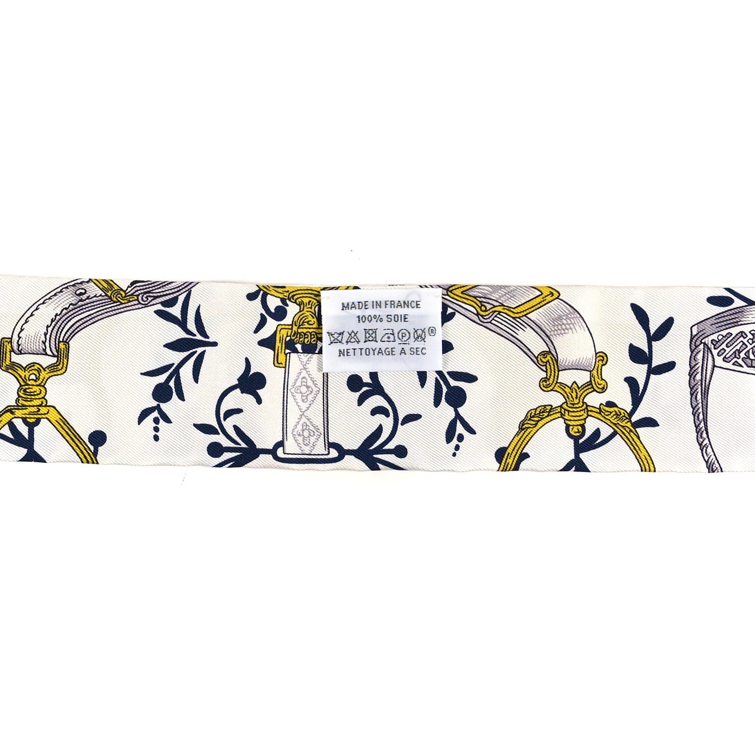 Hermes Silk Etriers Remix Twilly Marine White Or 3 of 3