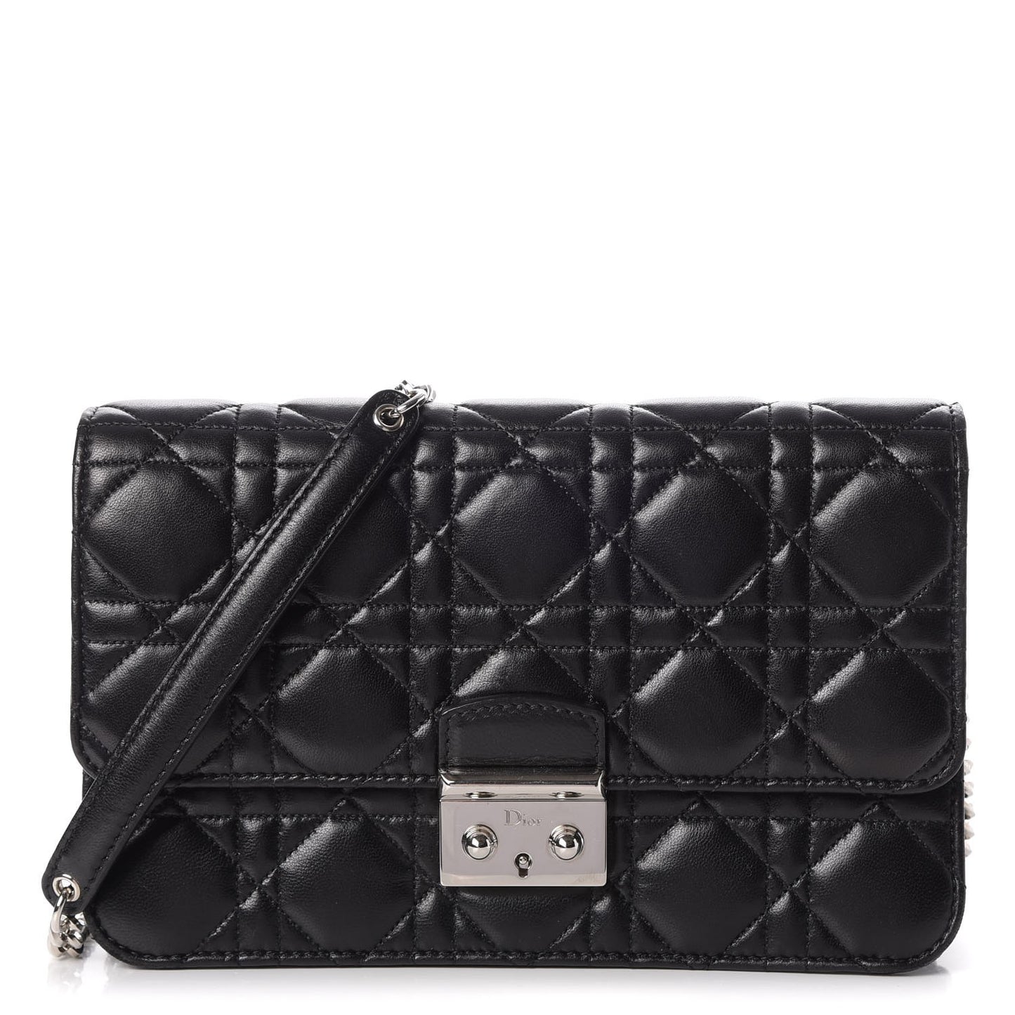 Lambskin Cannage Miss Dior Promenade Pouch Black