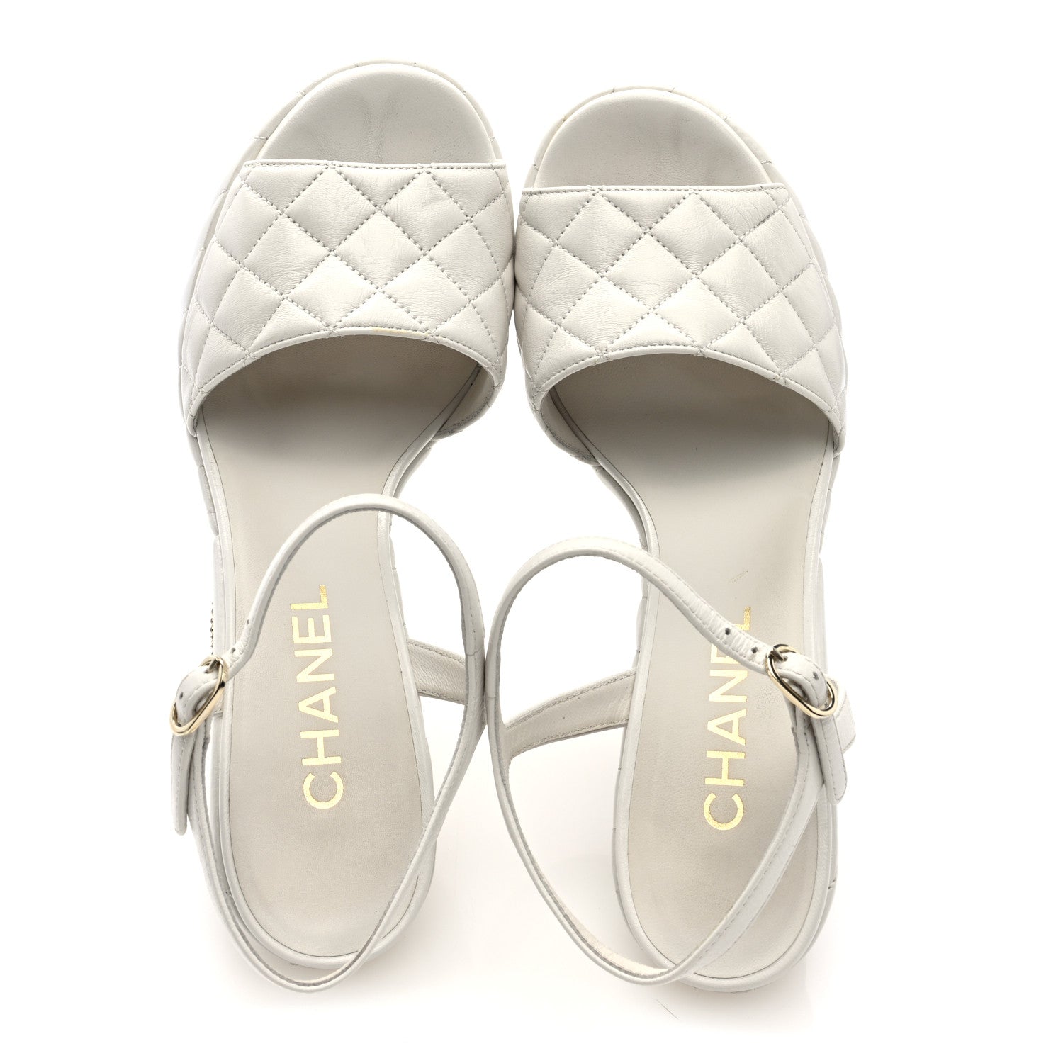 Chanel Shiny Lambskin Quilted Platform Sandals 39.5 White 2 of 8