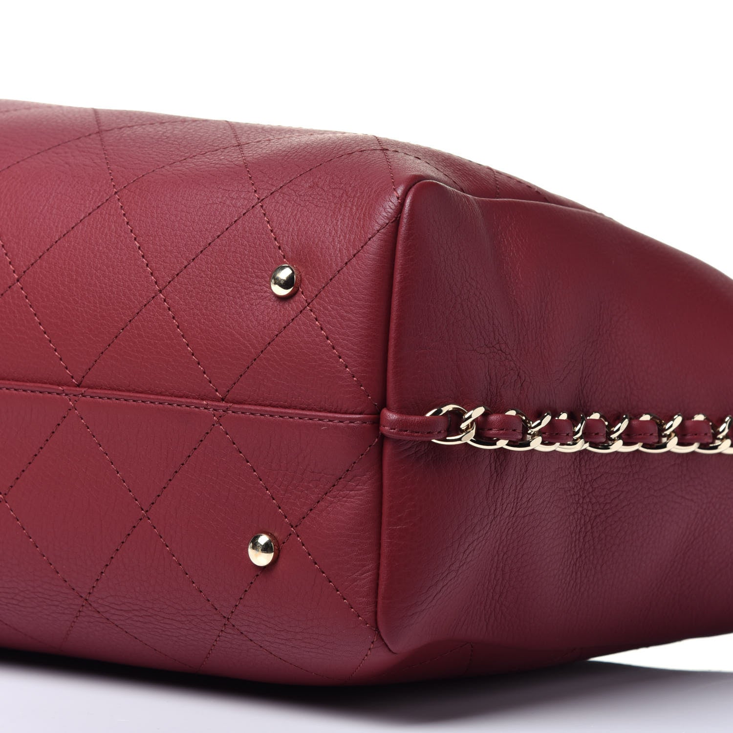 Chanel Bullskin Stitched Medium Shopping Bag Burgundy 10 of 10