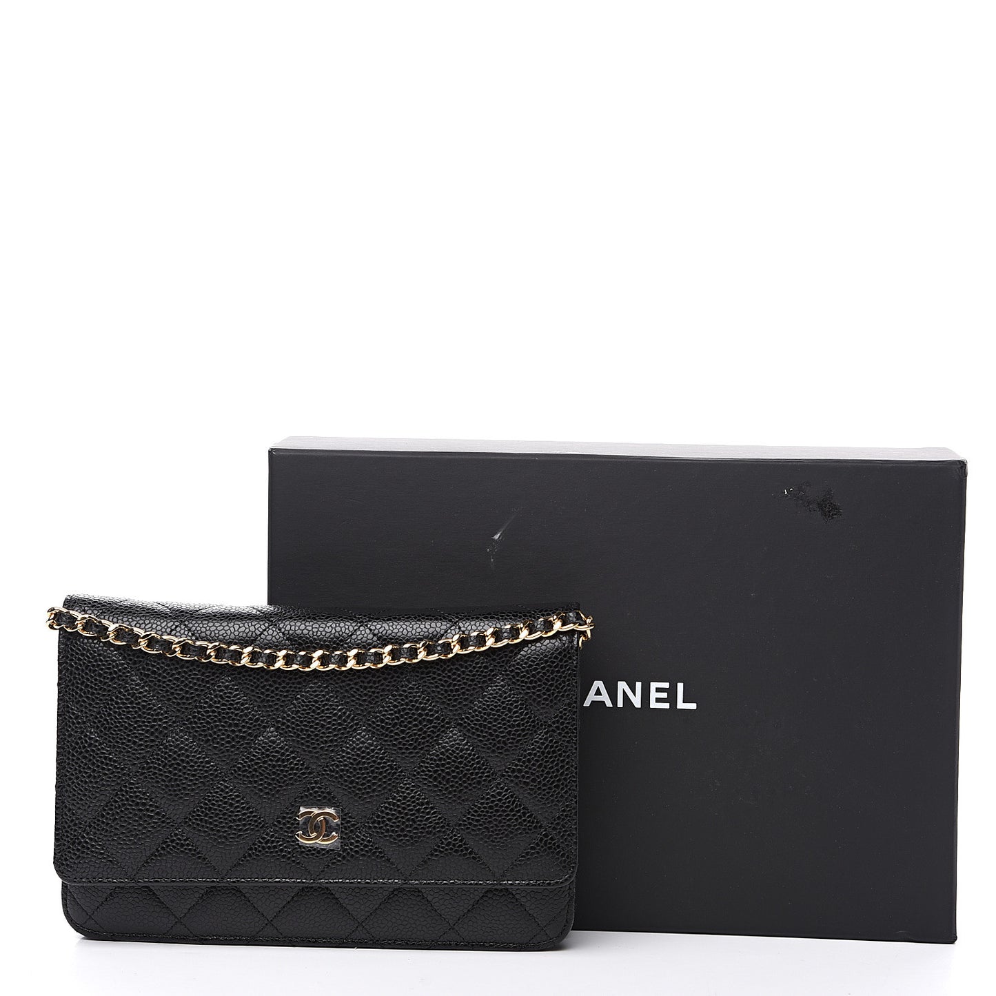 Caviar Quilted Wallet On Chain WOC Black