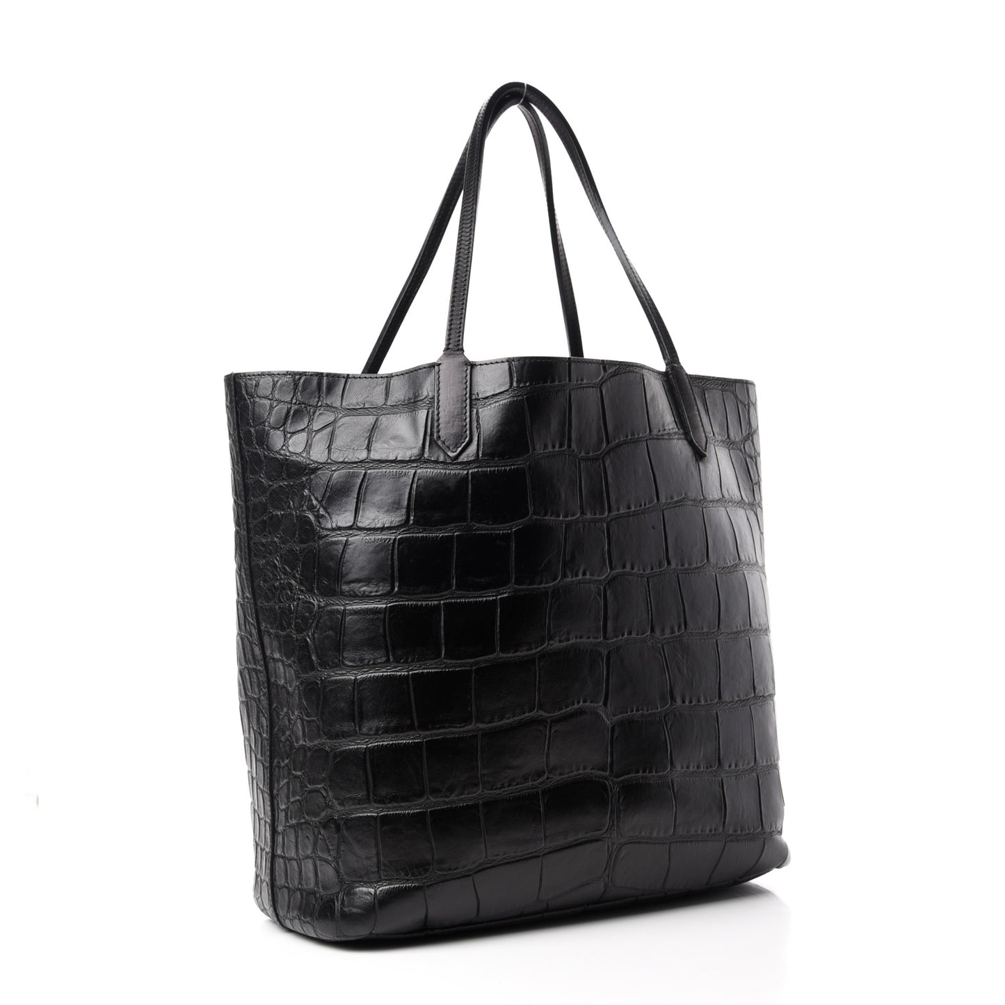 Calfskin Crocodile Embossed Medium Antigona Tote Black