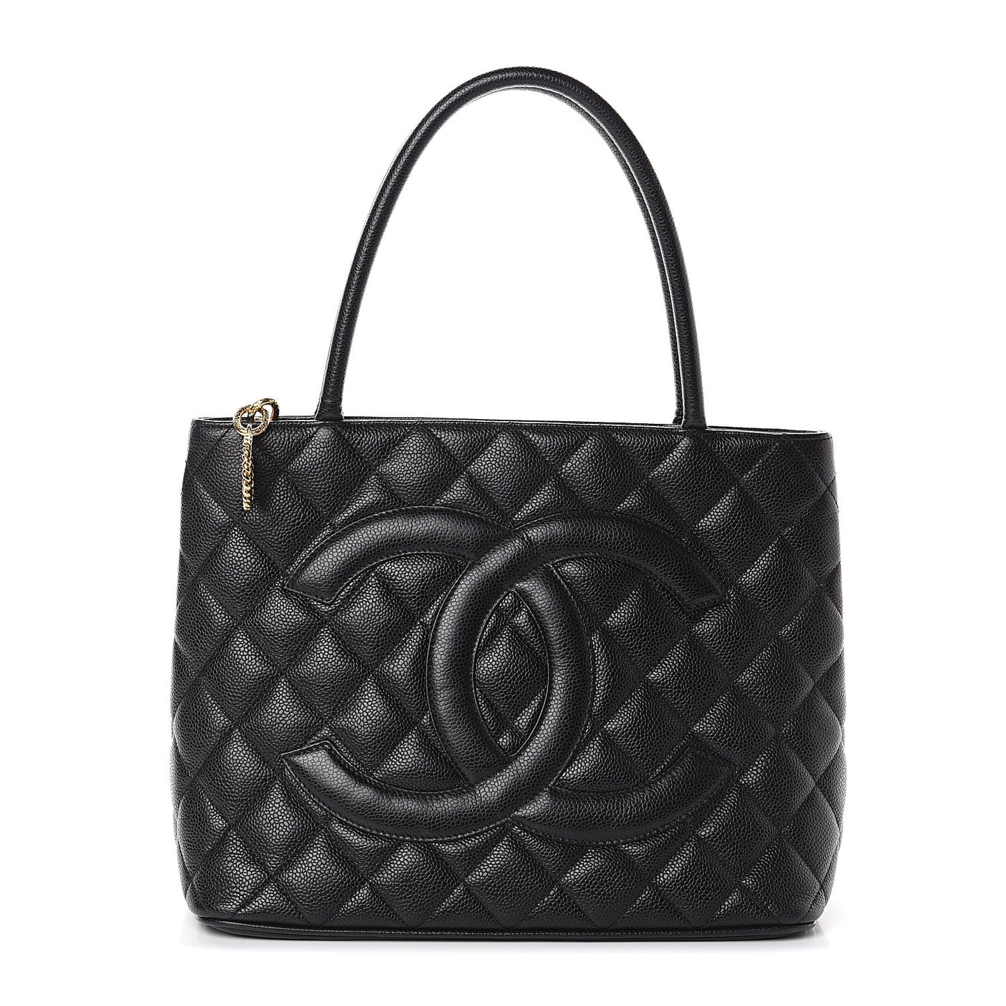 Caviar Quilted Medallion Tote Black
