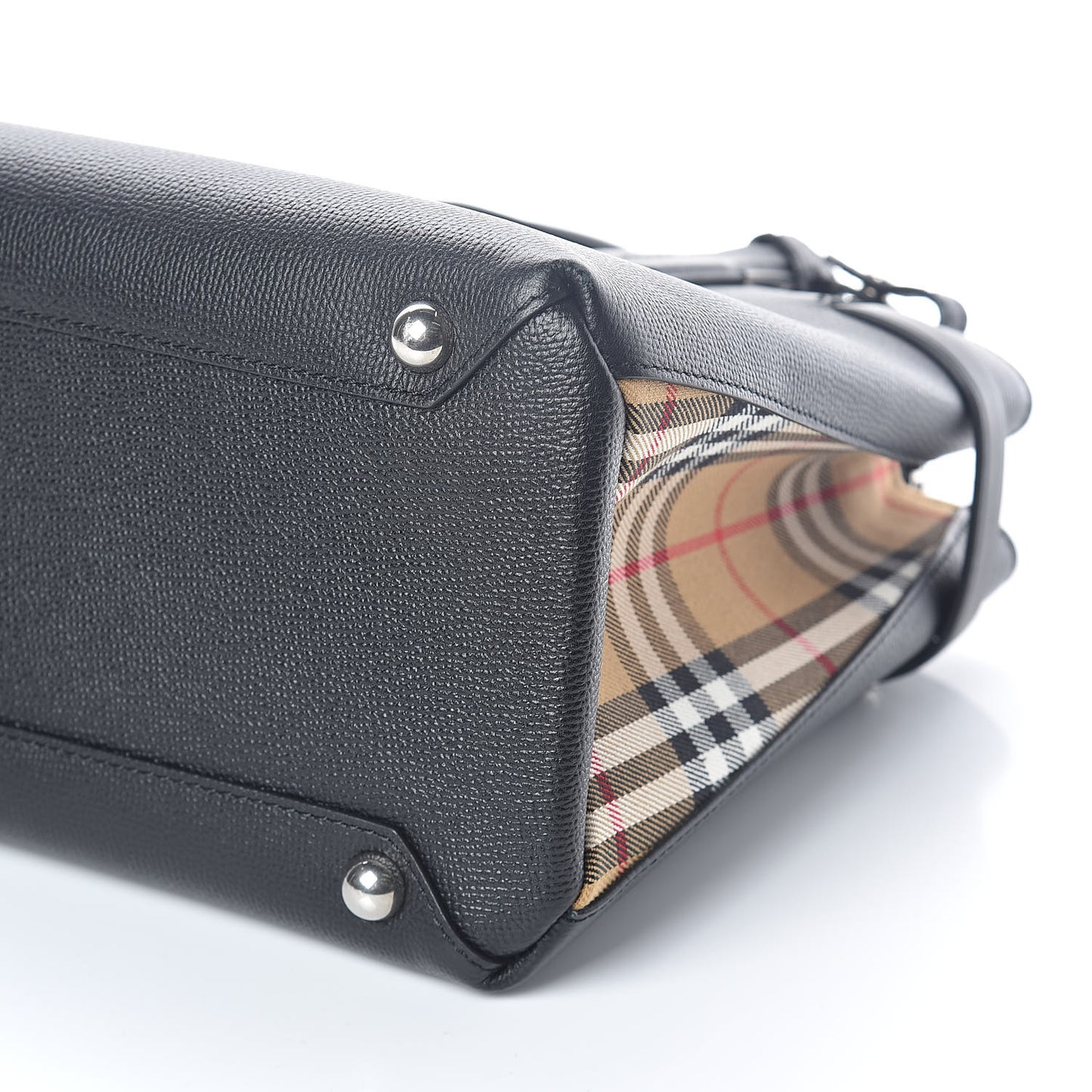 Grainy Calfskin Vintage Check Medium Banner Tote Black