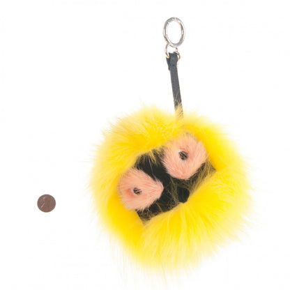 Fendi Fox Mink Rabbit Fur Vitello Dolce Flashy Monster Bag Bug Charm Giallo Fluo Multicolor 2 of 4