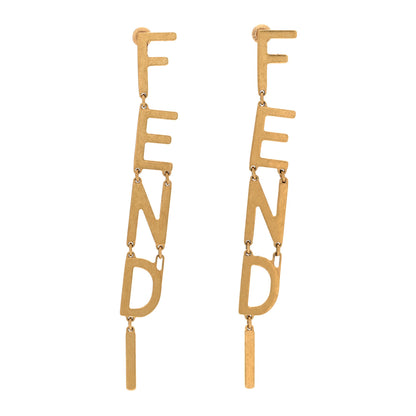 Fendi Metal Signature Earrings Gold 1 of 4