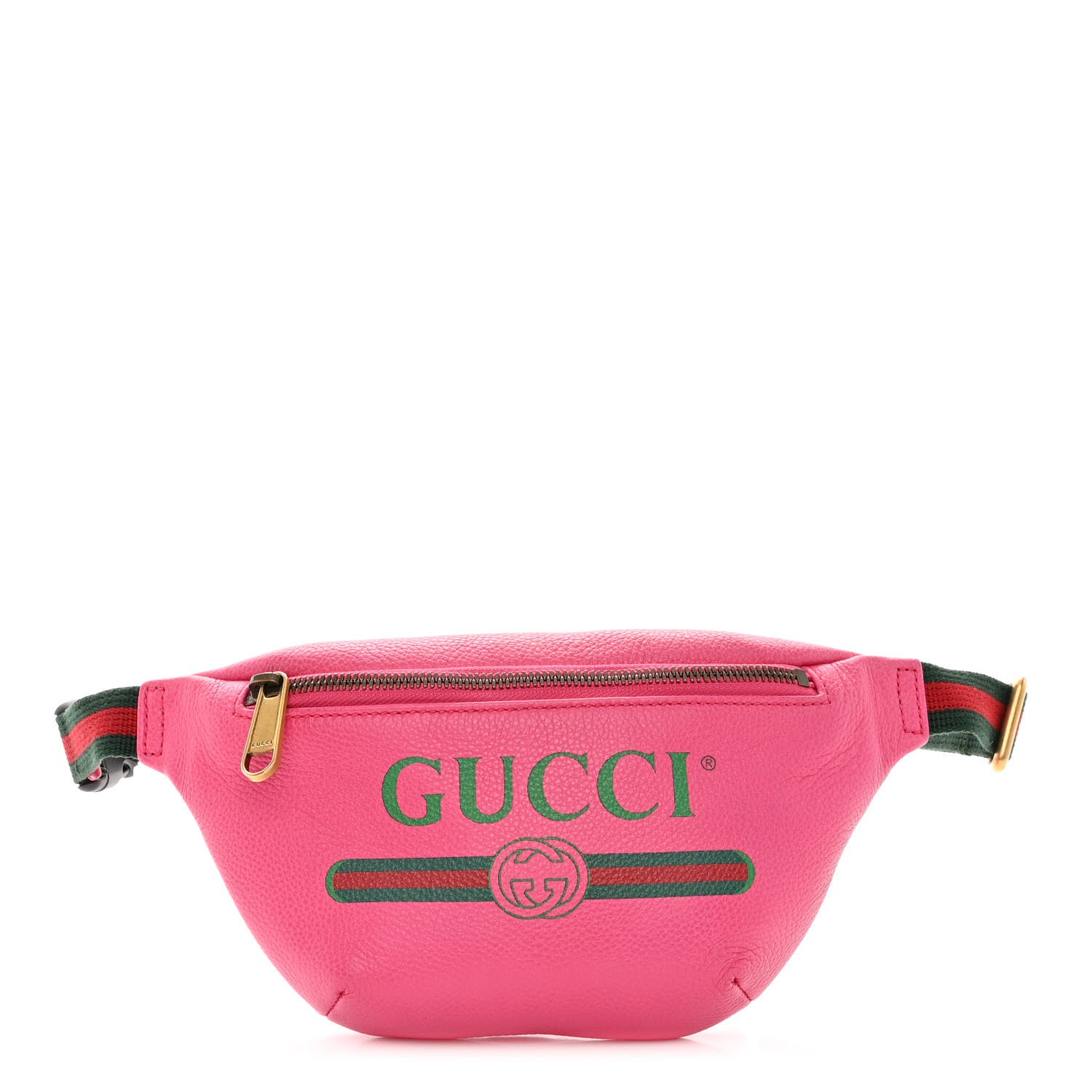 Gucci Grained Calfskin Small Logo Belt Bag Box Pink Green 1 of 11