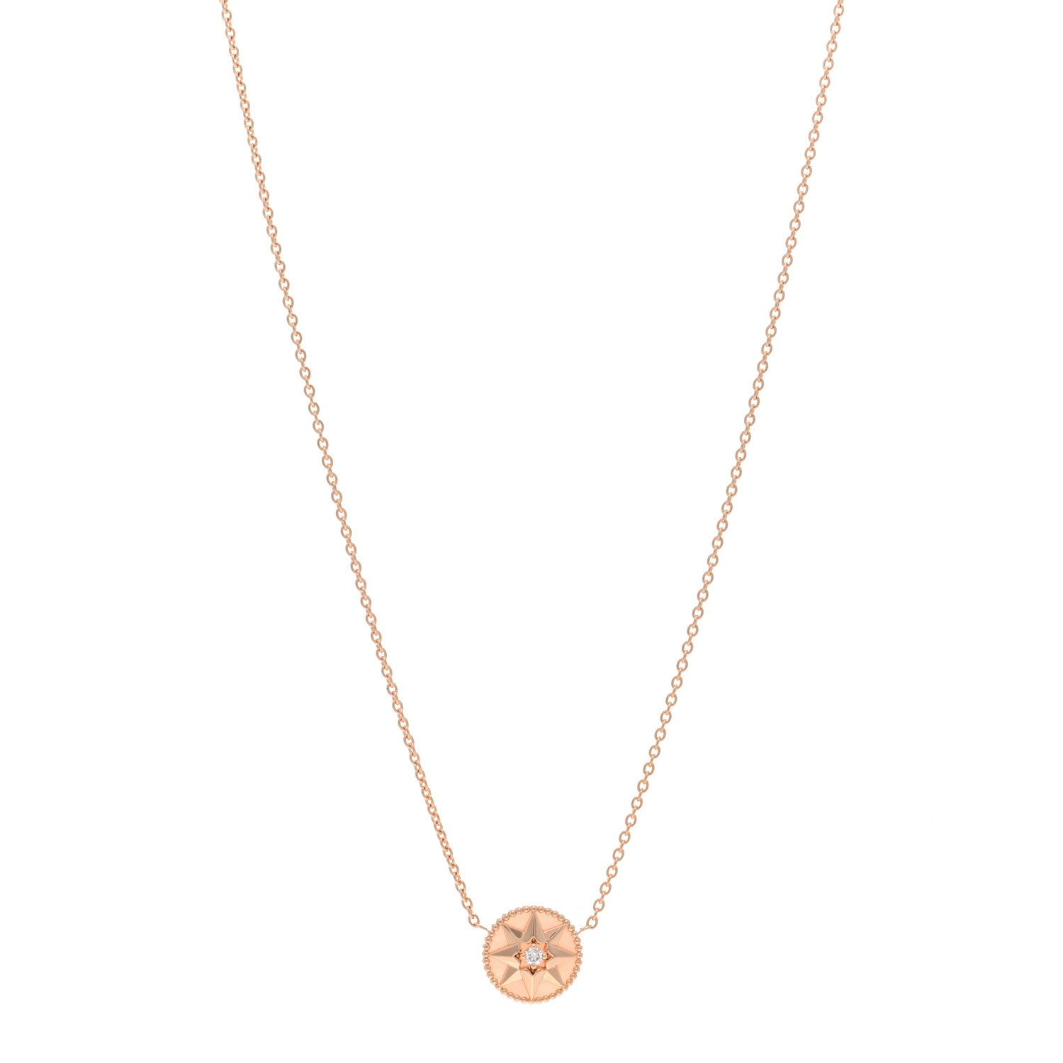 Christian Dior 18K Rose Gold Diamond Pink Opal Rose Des Vents Necklace 1 of 5