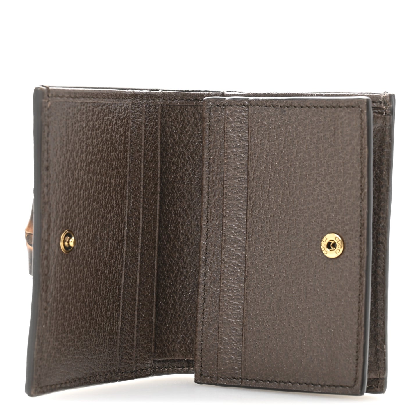 Monogram Jumbo GG Textured Dollar Calfskin Diana Card Case Wallet Camel Ebony New Acero
