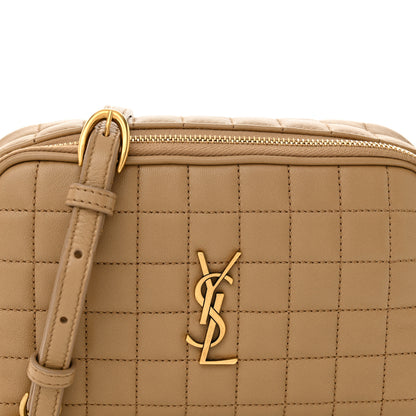 Saint Laurent Lambskin Carre Quilted Cassandre Mini Camera Bag Natural Tan 8 of 11