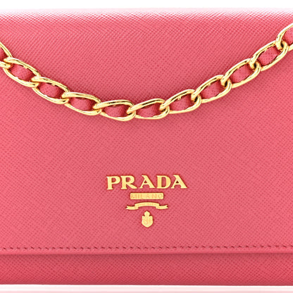 Prada Saffiano Metal Oro Chain Wallet Peonia 8 of 12