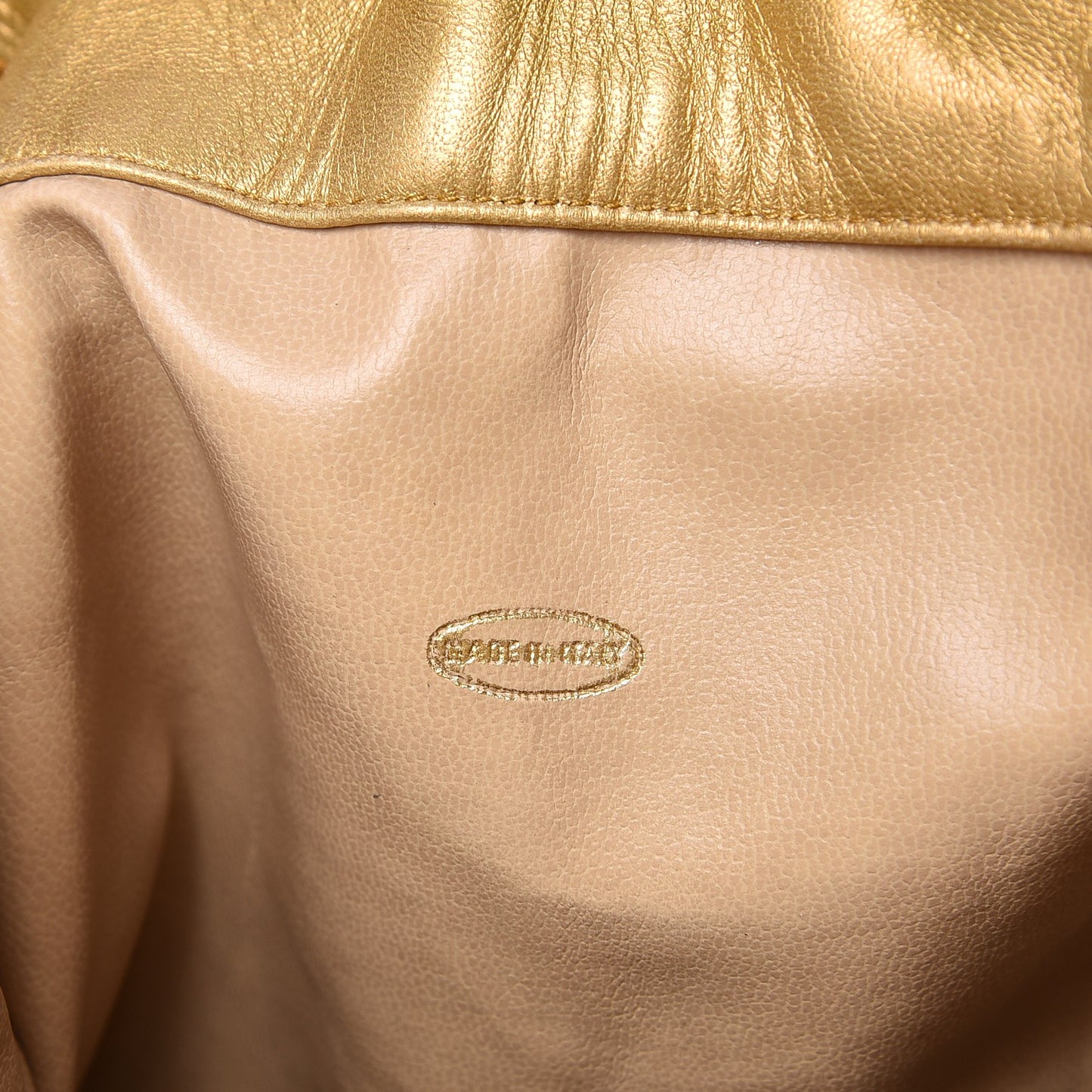 Metallic Lambskin CC Drawstring Shoulder Bag Gold