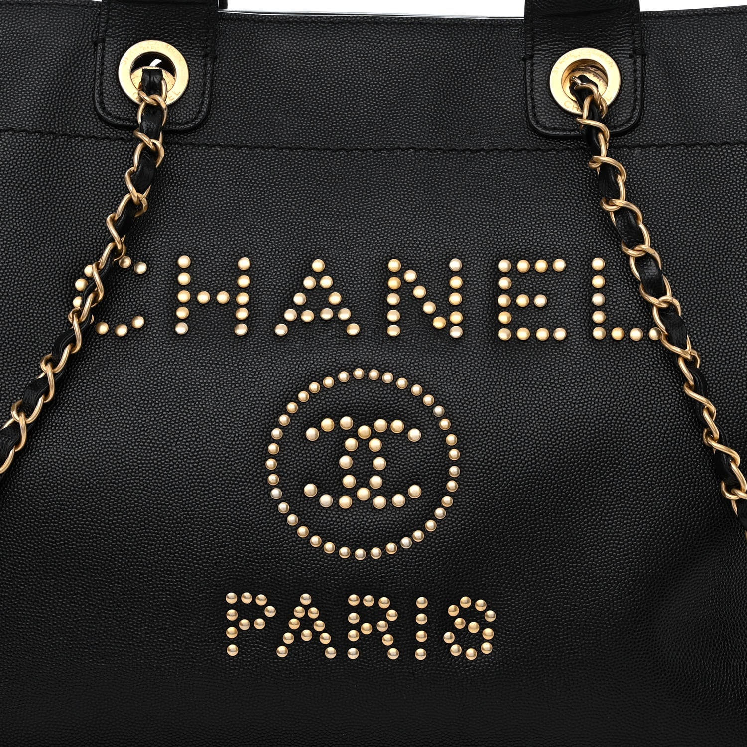 Chanel Caviar Medium Studded Deauville Tote Black 8 of 15