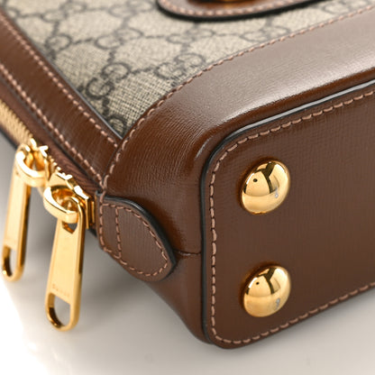 Gucci GG Supreme Monogram Azalea Calfskin Mini Horsebit 1955 Top Handle Bag Beige Ebony Brown Sugar 8 of 9