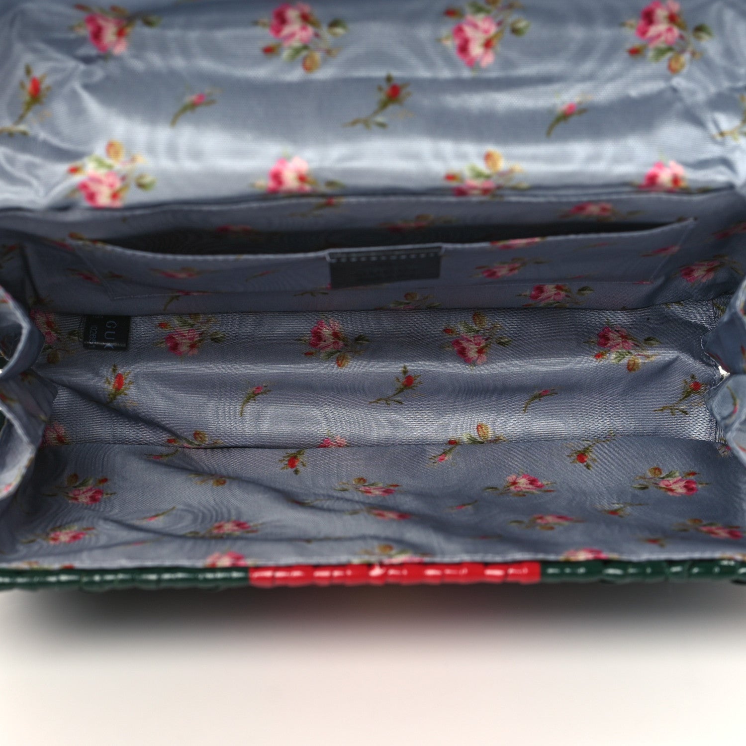 Gucci Glazed Wicker Stripe Small Cestino Shoulder Bag Green 5 of 8