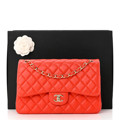Chanel Lambskin Quilted Jumbo Double Flap Red 13 of 13