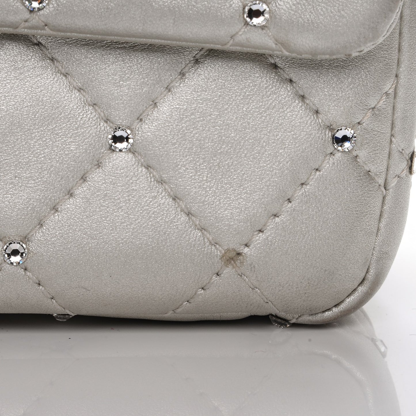Metallic Lambskin Crystal 2.55 Reissue 227 Flap Pale Gold