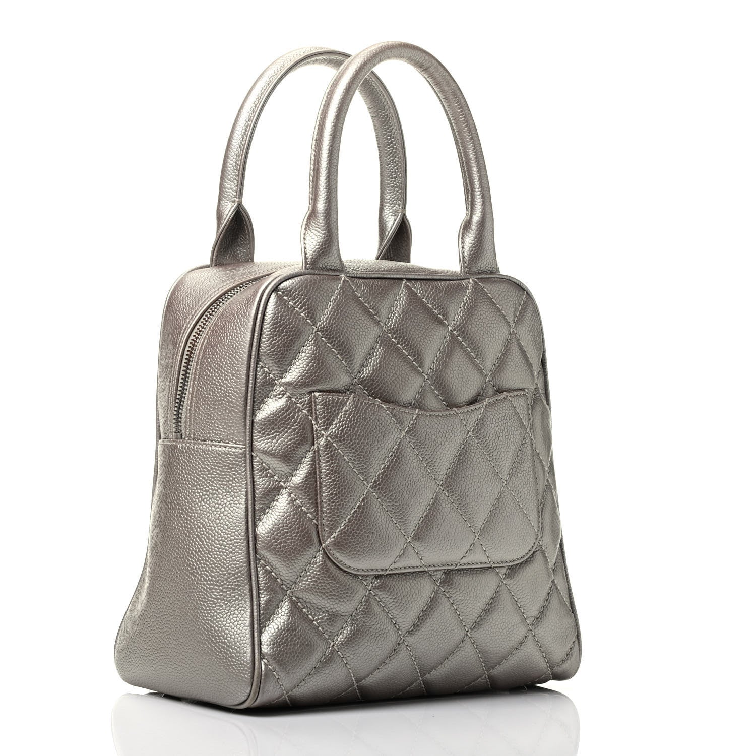 Chanel Metallic Caviar Quilted Vertical Bowler Light Gold 3 of 9