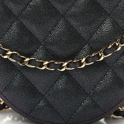 Chanel Iridescent Caviar Quilted Round Clutch With Chain Black 7 of 14