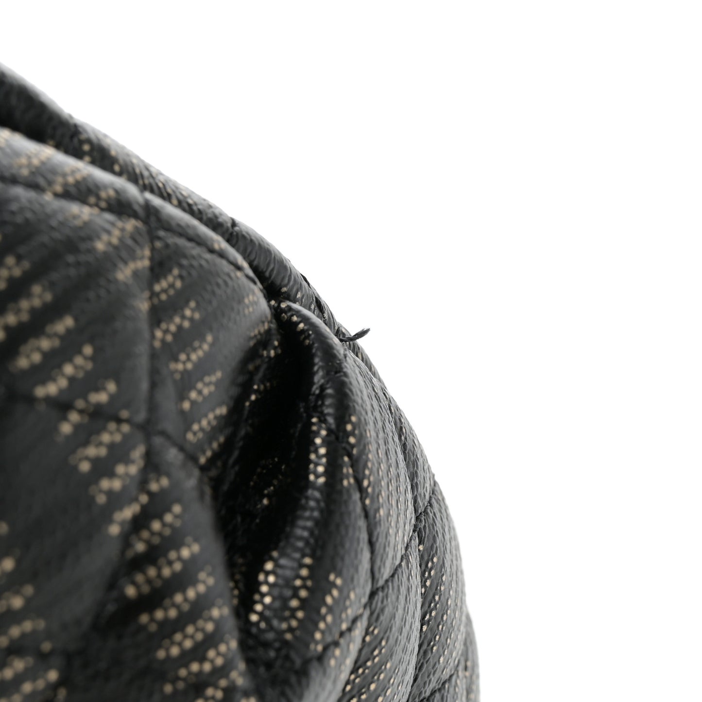 Metallic Caviar Striped Banane Waist Bag Fanny Pack Black Gold