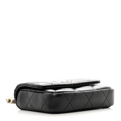 Chanel Caviar Quilted Mini Pearl On Top Coin Purse With Chain Black 3 of 8