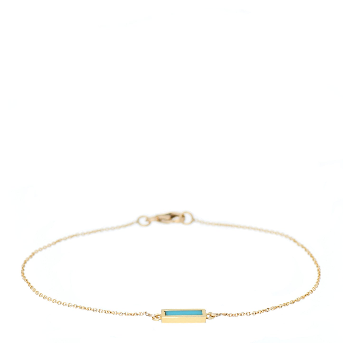 18K Yellow Gold Turquoise Inlay Bar Bracelet
