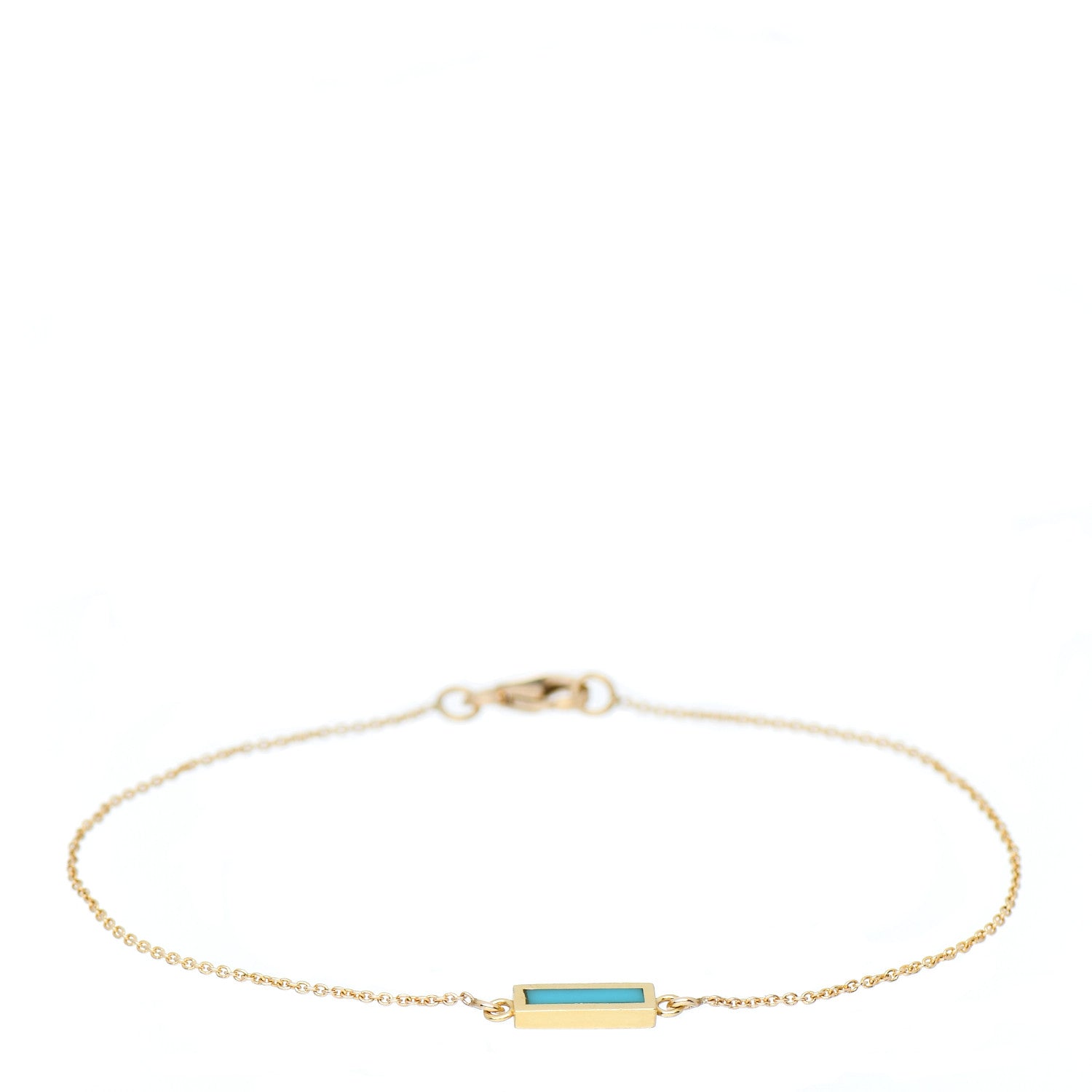 Jennifer Meyer 18K Yellow Gold Turquoise Inlay Bar Bracelet 1 of 4