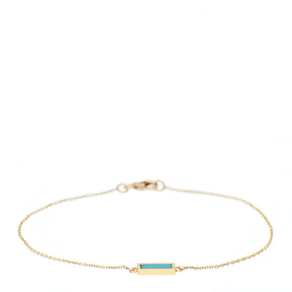 Jennifer Meyer 18K Yellow Gold Turquoise Inlay Bar Bracelet 1 of 4