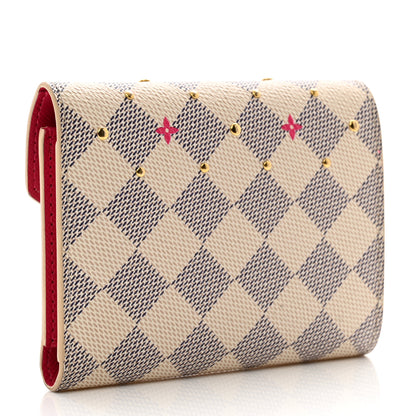 Louis Vuitton Damier Azur Studded Zoe Wallet Rose Ballerine 3 of 7