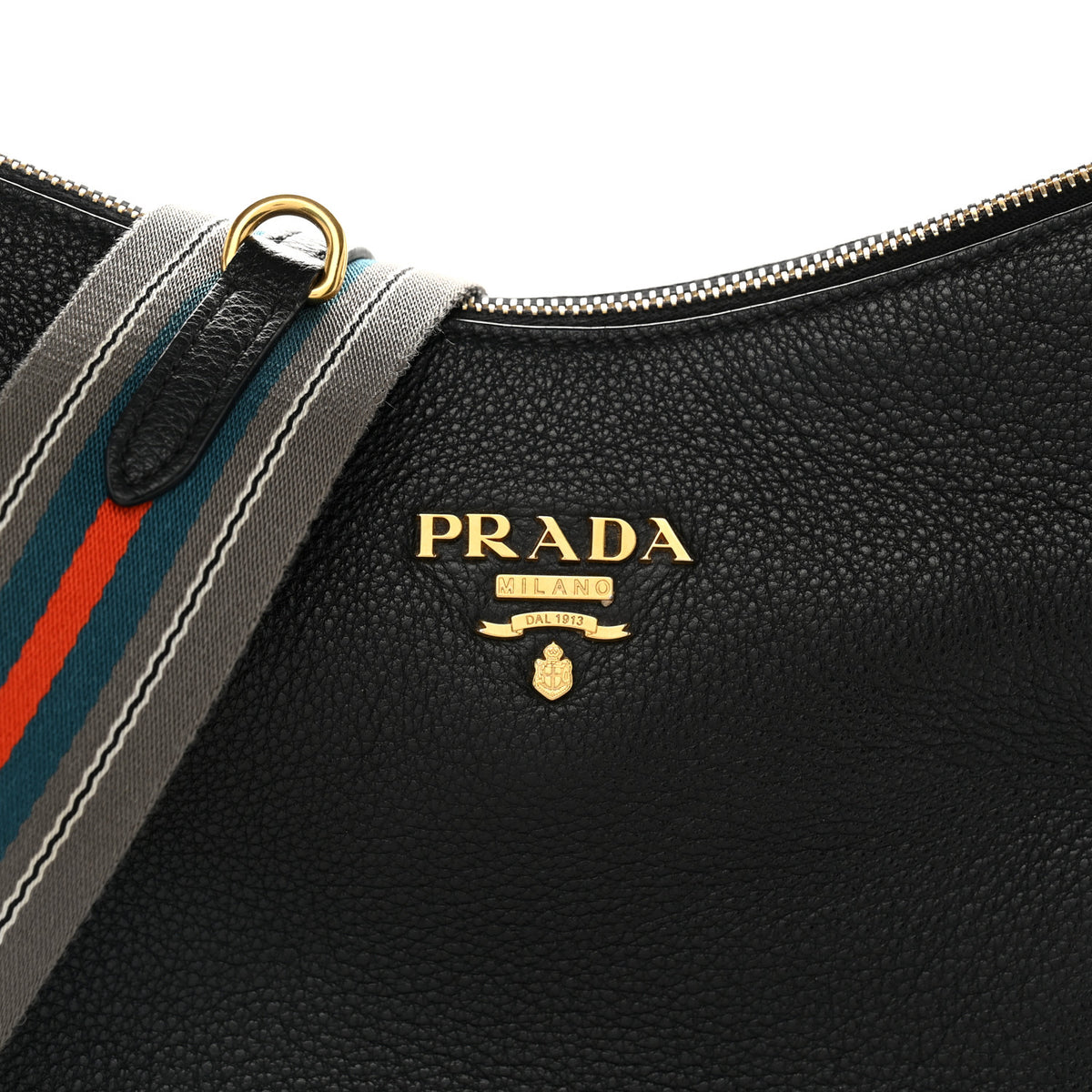 Prada Vitello Daino Zippered Messenger Hobo Black 7 of 10