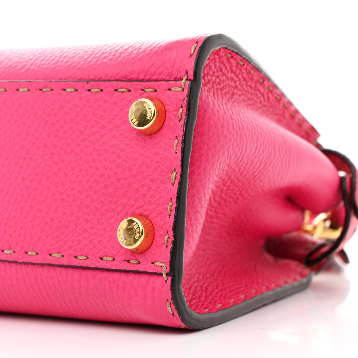 Fendi Cuoio Romano Selleria Mini Peekaboo Iconic Satchel Fuxia 11 of 11