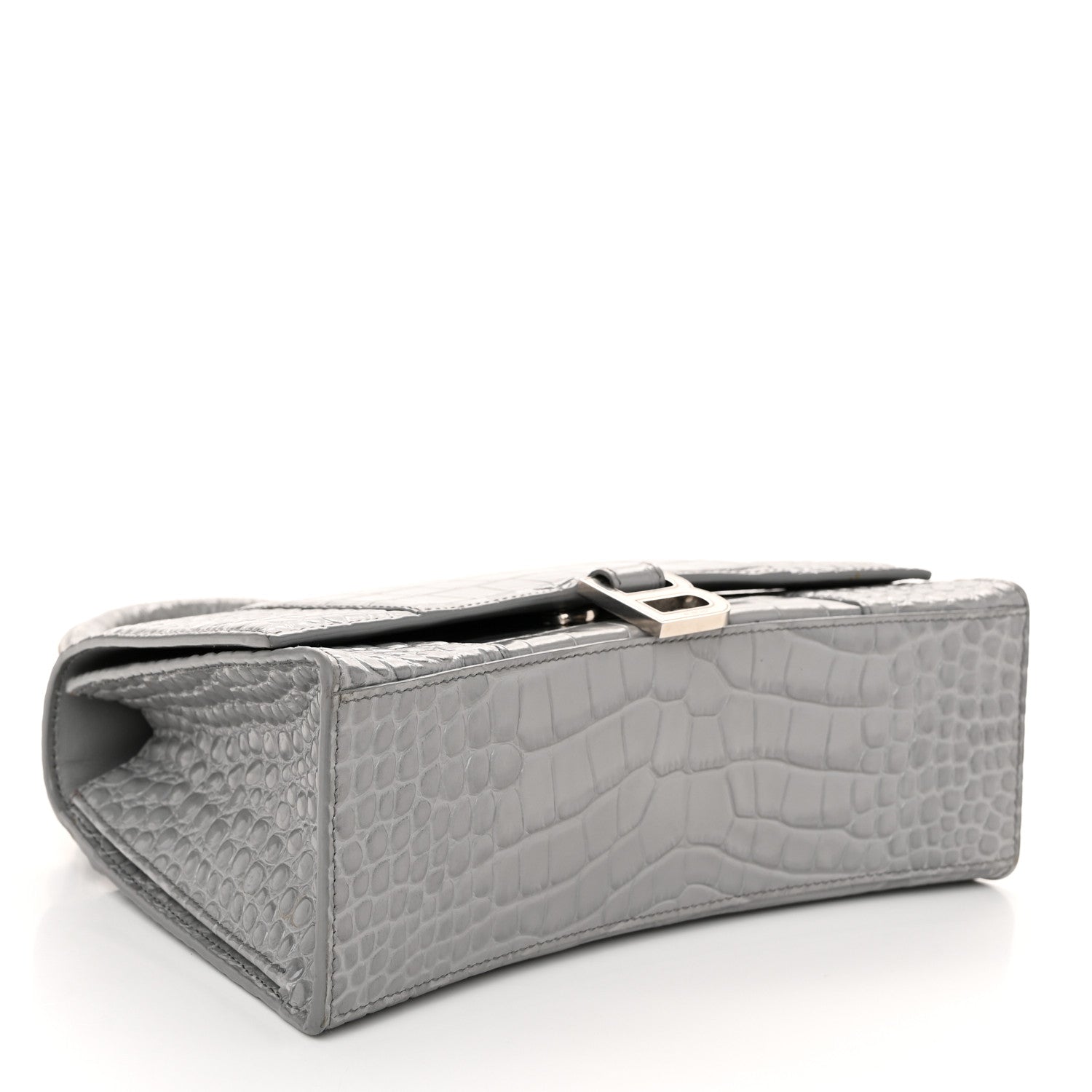 Balenciaga Shiny Calfskin Crocodile Embossed Medium Hourglass Top Handle Bag Balenciaga Grey 4 of 9