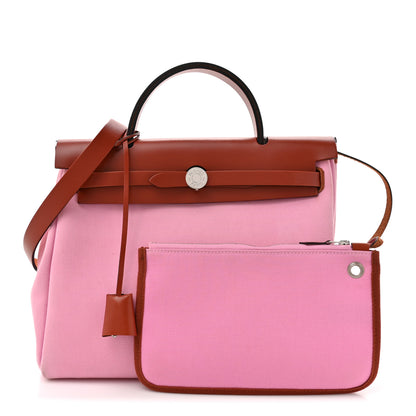 Hermes Military Toile Vache Hunter Herbag Zip Retourne PM 31 Bubblegum 3 of 13