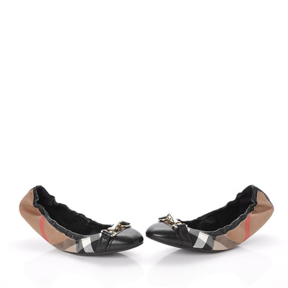 Burberry Heritage House Check Shipley Elastic Ballerina Flats 40.5 Black 6 of 11