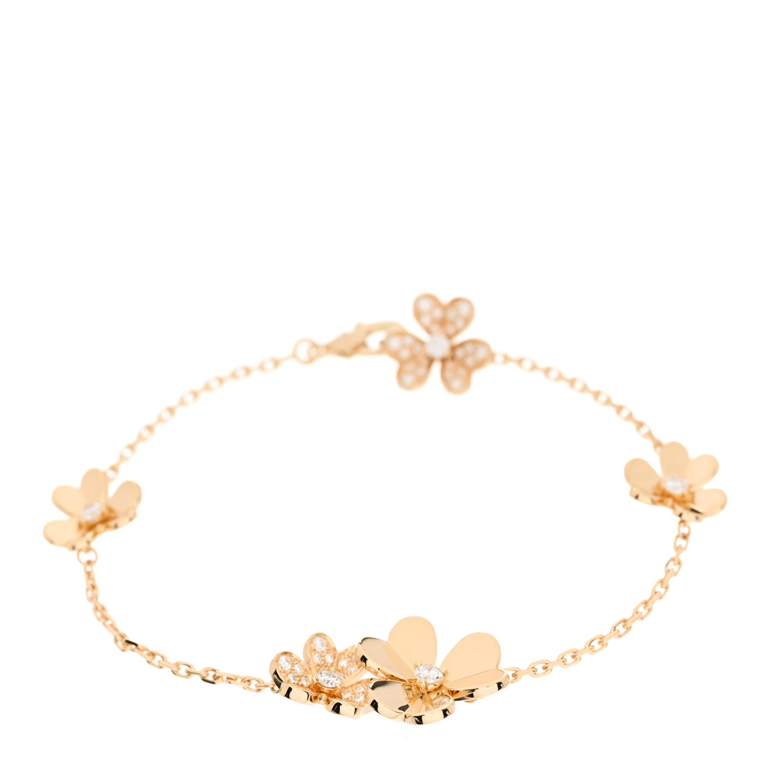 Van Cleef & Arpels 18K Yellow Gold Diamond Frivole 5 Flowers Bracelet 1 of 4