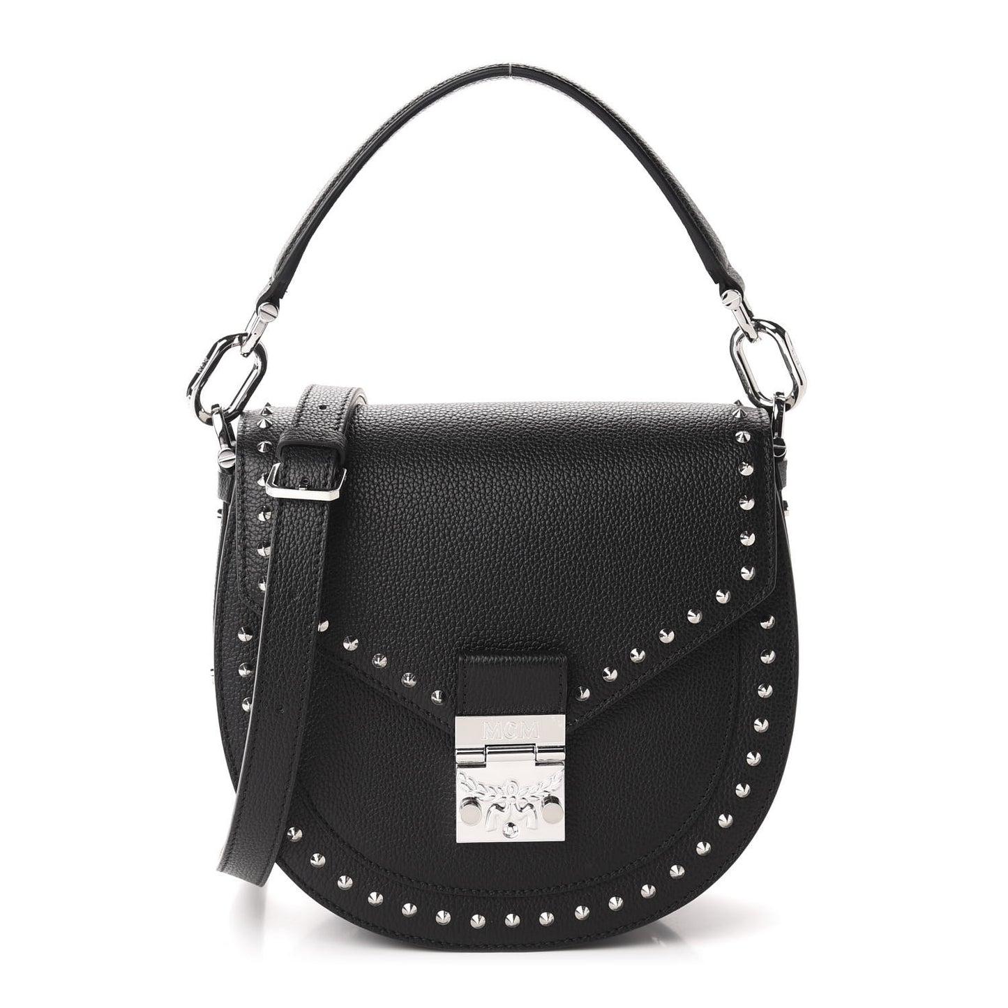 Grained Calfskin Small Patricia Studded Crossbody Bag Black
