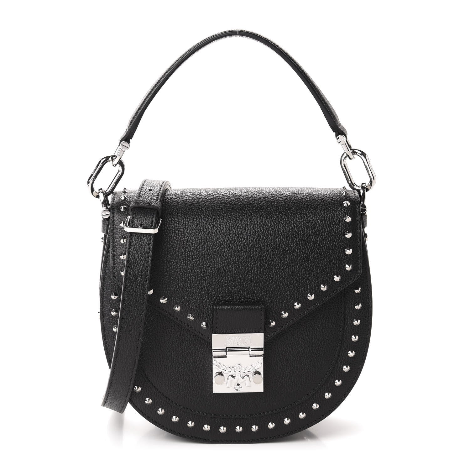 MCM Grained Calfskin Small Patricia Studded Crossbody Bag Black 1 of 10