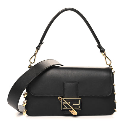 Fendi X VERSACE Vitello Seta Fendace Brooch Baguette Black 1 of 11