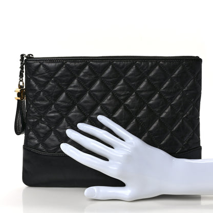 Chanel Aged Calfskin Quilted Medium Gabrielle Cosmetic Case Black 2 of 11